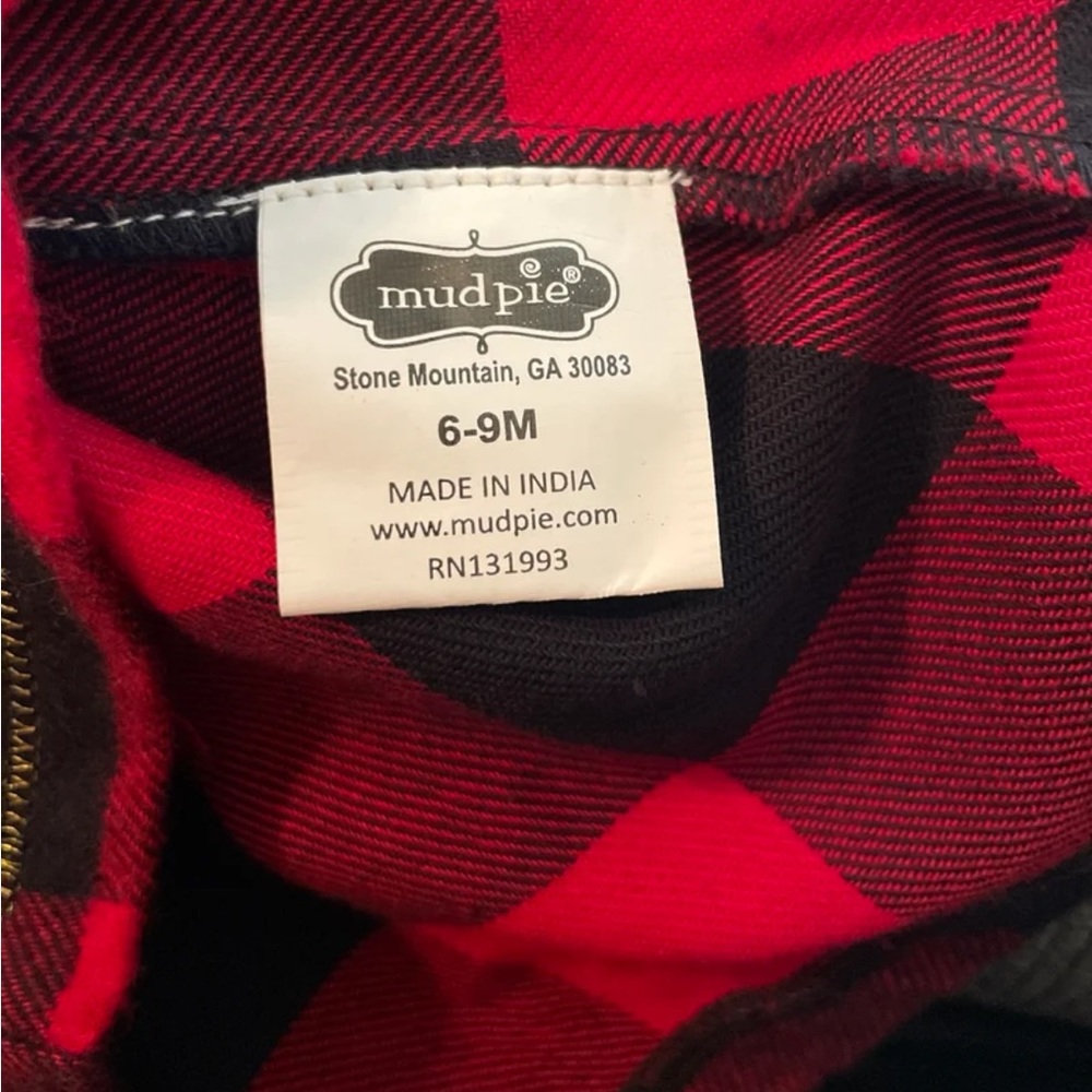 NEW! Mud Pie Buffalo Plaid Red Black Dress 6-9 Mth. - Picture 6 of 8
